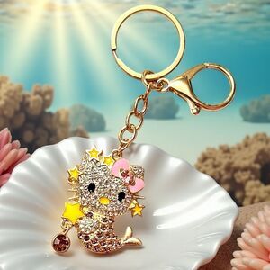 Hello Kitty Mermaid Purple Crystal Keychain Bag Charm